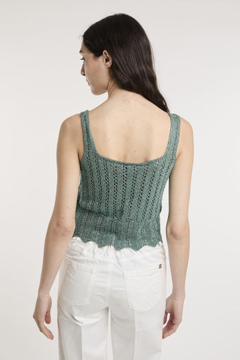 Top in crochet lurex con spalline - 5