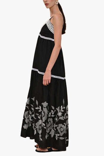 Abito lungo con ricami ed inserti crochet - 2