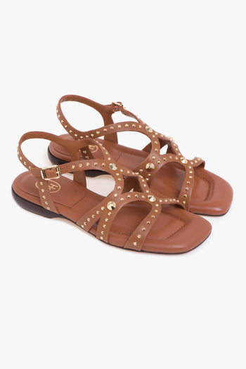Sandalo Ruby in pelle taglio vivo con borchie - 2