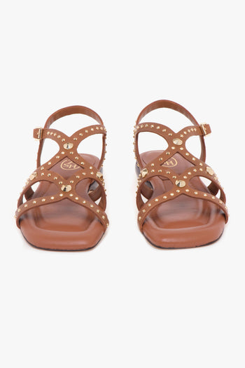 Sandalo Ruby in pelle taglio vivo con borchie - 5