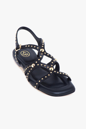 Sandalo Ruby in pelle taglio vivo con borchie - 4