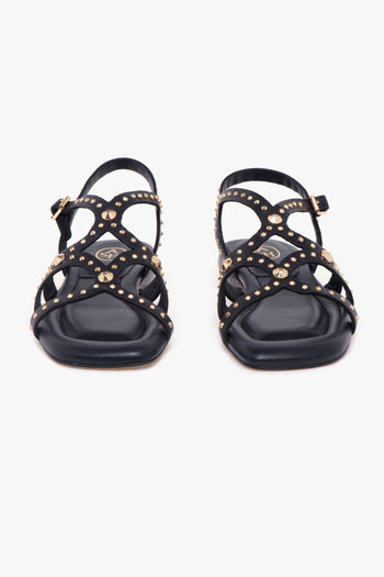 Sandalo Ruby in pelle taglio vivo con borchie - 5