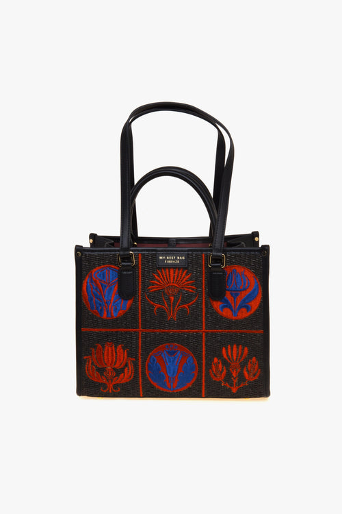 Borsa Atena-Libery in rafia ricamata (misura piccola)