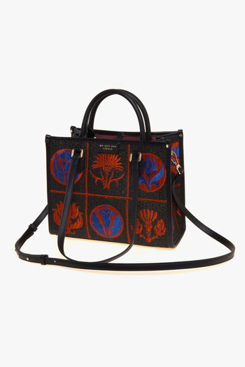 Borsa Atena-Libery in rafia ricamata (misura piccola) - 5
