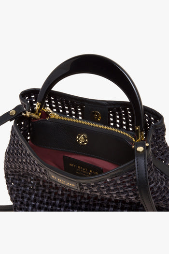 Borsa a mano in paglia Tabru intrecciata con manico in resina (mis. grande) - 3