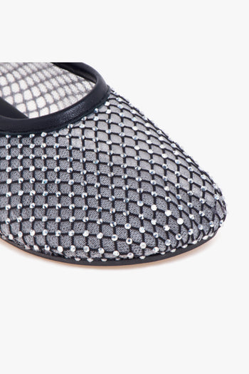 Ballerina "Lorain" in tessuto retinato con microstrass - 4