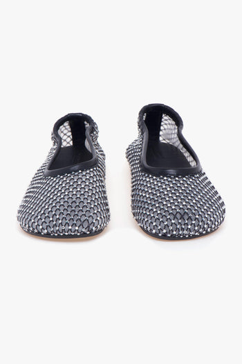 Ballerina "Lorain" in tessuto retinato con microstrass - 5