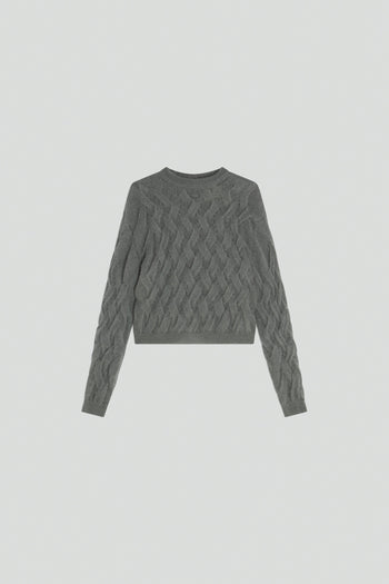 Maglia a trecce in mohair "Evita" con fiocco e abbottonatura dietro - 4