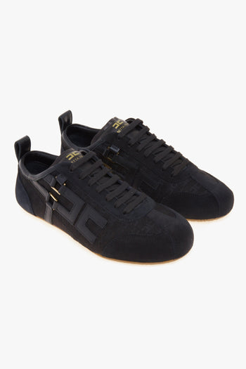 Sneaker in camoscio e tessuto con motivo monogram in jaquard - 2