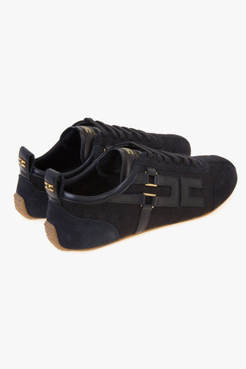 Sneaker in camoscio e tessuto con motivo monogram in jaquard - 3