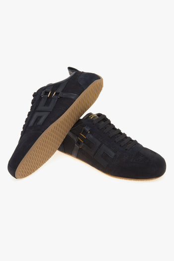 Sneaker in camoscio e tessuto con motivo monogram in jaquard - 4