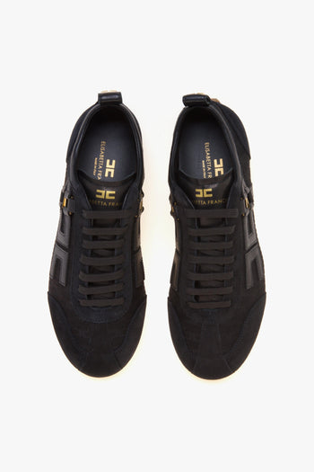 Sneaker in camoscio e tessuto con motivo monogram in jaquard - 5