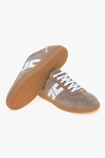 Sneaker in camoscio con logo in pelle - 4