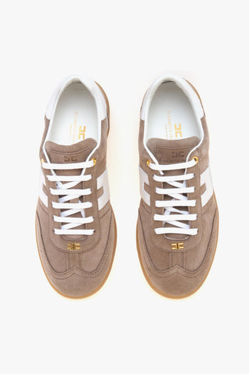 Sneaker in camoscio con logo in pelle - 5