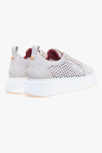 Sneaker in tessuto intrecciato e pelle con platform in gomma leggera - 3