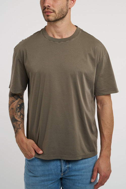 T-shirt girocollo in filo tinto capo effetto filo di Scozia