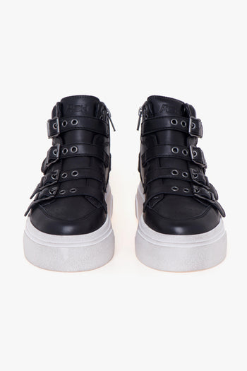 Sneaker in pelle con cinturini e maxi-platform - 5