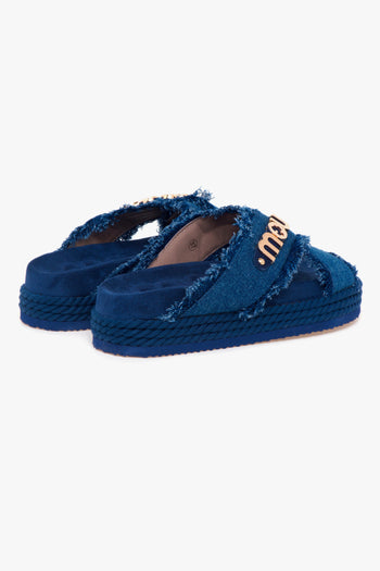 Ciabatta con fasce incrociate in canvas e maxi logo in metallo - 3