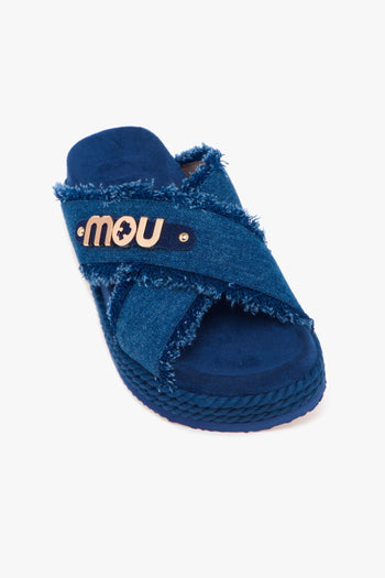 Ciabatta con fasce incrociate in canvas e maxi logo in metallo - 4