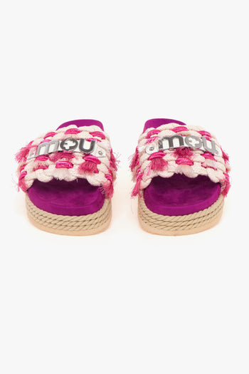 Ciabatta con frange e maxi logo in metallo - 5