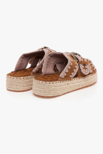 Ciabatta in suede con fascia e fibbia - 3