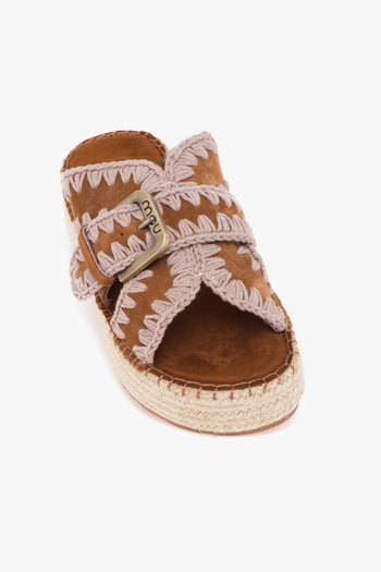 Ciabatta in suede con fascia e fibbia - 4