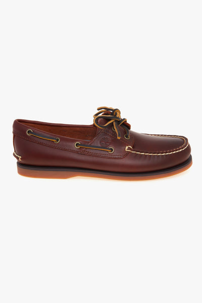Scarpa da barca Classic 2-eye in pelle con suola in gomma