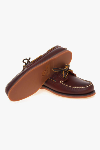 Scarpa da barca Classic 2-eye in pelle con suola in gomma - 4