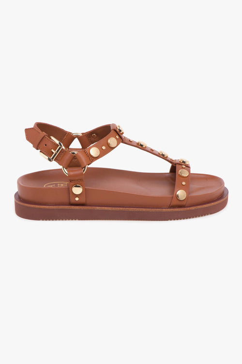 Sandalo basso Ugo in pelle con borchie e fussbet