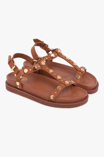 Sandalo basso Ugo in pelle con borchie e fussbet - 2