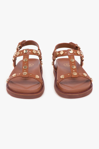 Sandalo basso Ugo in pelle con borchie e fussbet - 5