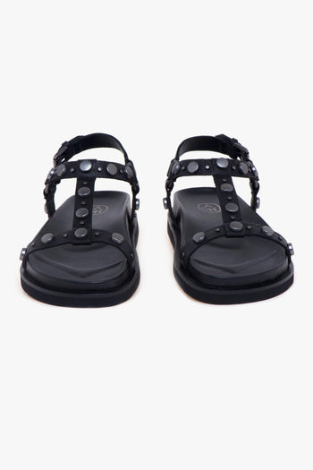 Sandalo basso Ugo in pelle con borchie e fussbet - 5