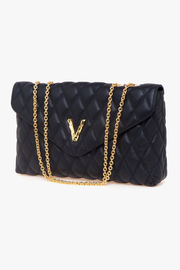 Borsa a spalla in pelle matelassè con "V" sfaccettata - 2