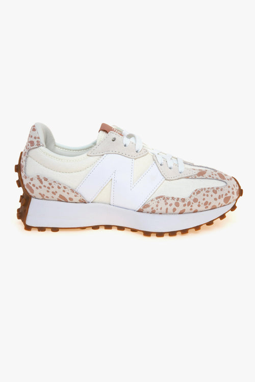 Sneaker 327 in tessuto e camoscio con stampa maculata