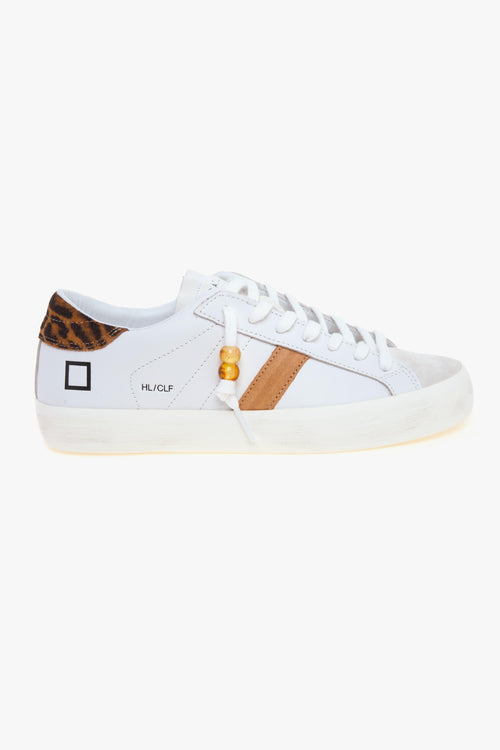 Sneaker Hill Low in pelle con talloncino leopard
