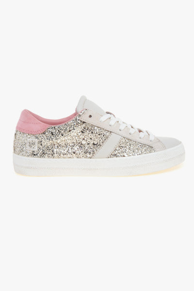 Sneaker Hill Low in glitter con inserti in suede e pelle