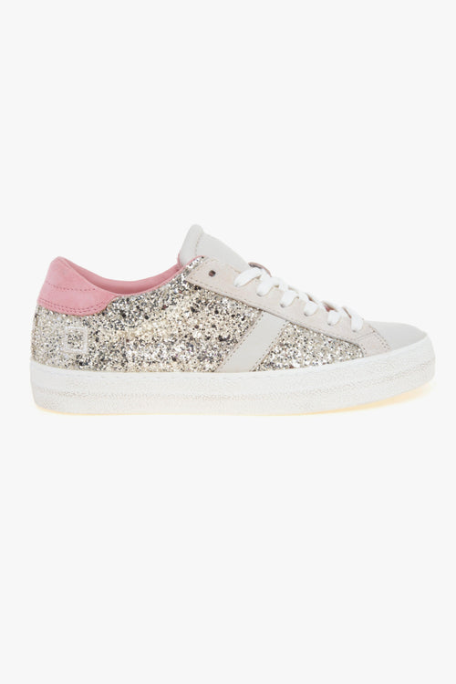 Sneaker Hill Low in glitter con inserti in suede e pelle