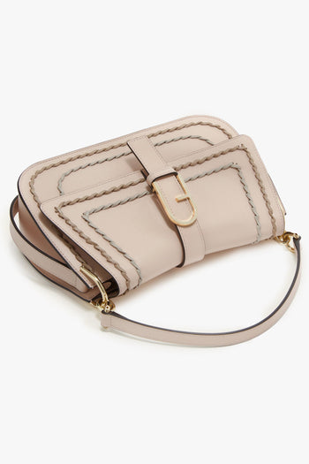 Borsa a mano Flow in pelle con infilature a contrasto e tracolla - 5