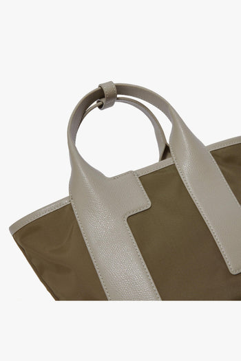 Shopping Piuma S Tote in pelle e tessuto - 5