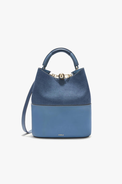 Borsa a secchiello Sfera in pelle e tessuto - Misura 26