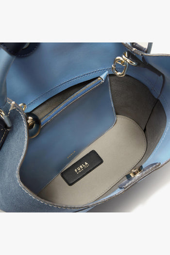 Borsa a secchiello Sfera in pelle e tessuto - Misura 26 - 3