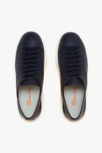 Sneaker in pelle con impunture e suola in gomma - 5