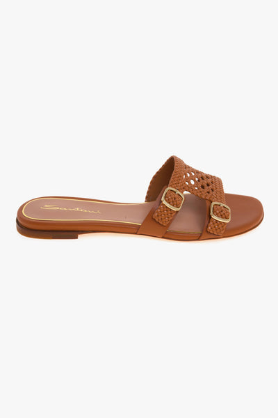 Mule Didi in pelle intrecciatra con doppia fibbia