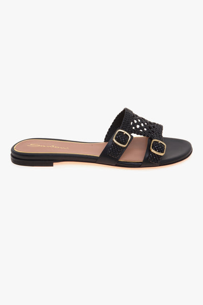 Mule Didi in pelle intrecciatra con doppia fibbia