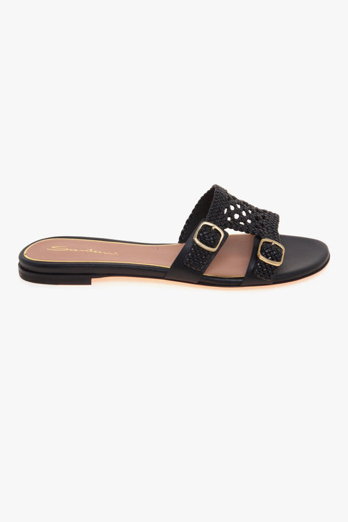 Mule Didi in pelle intrecciatra con doppia fibbia