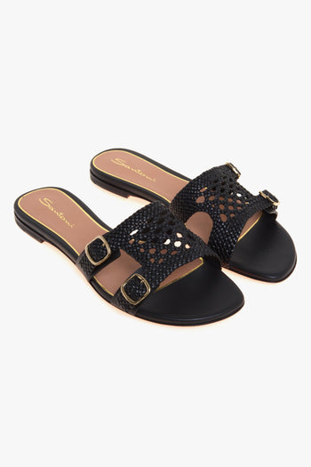 Mule Didi in pelle intrecciatra con doppia fibbia - 2