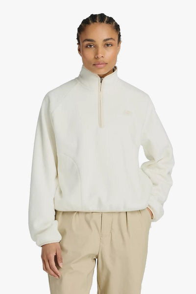 Boxy jacket in pile con mezza zip e logo