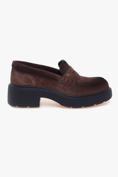 Mocassino in camoscio con platform
