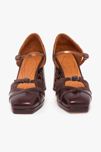 Decolletè aperto ai lati in vernice e camoscio - 5