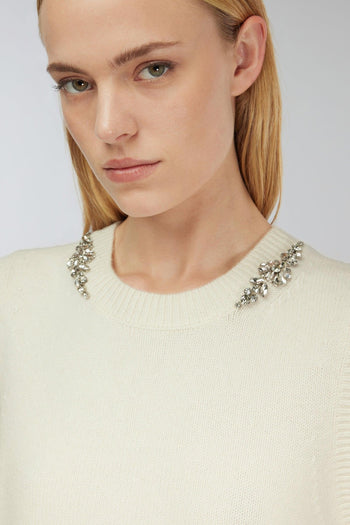 Gilet "Alienor" in misto cashmere con strass - 3